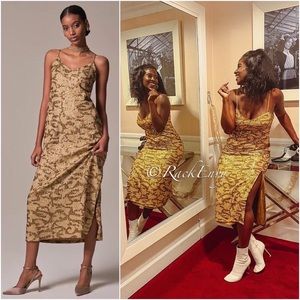 NWT ANTHROPOLOGIE SEQUINED SLIP MIDI DRESS IN GOLD